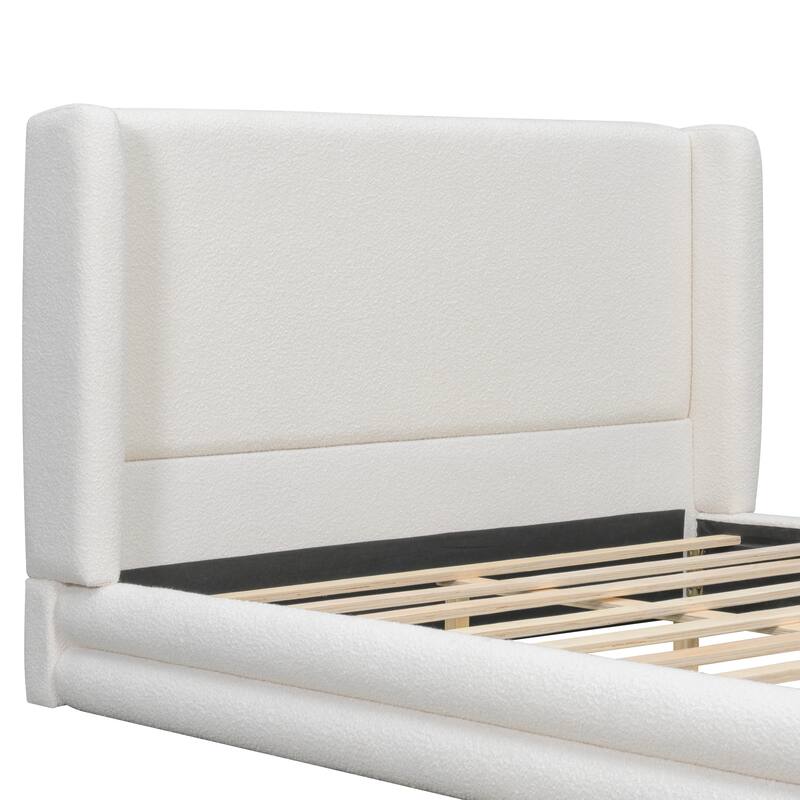 Christopher Knight Home - Arlette Modern Boucle Upholstered Bed Frame with Thick Wingback Headboard