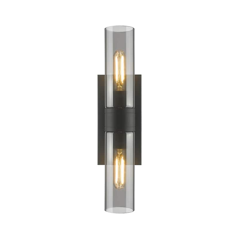 Innovations Lighting Ballston Urban - 2 Light 8" Wall-Mounted Bath Vanity Light - Matte Black/Light Smoke