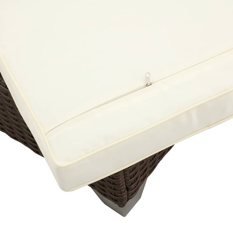 Patio Festival Wicker Loveseat Sofa with Off-White Cushions