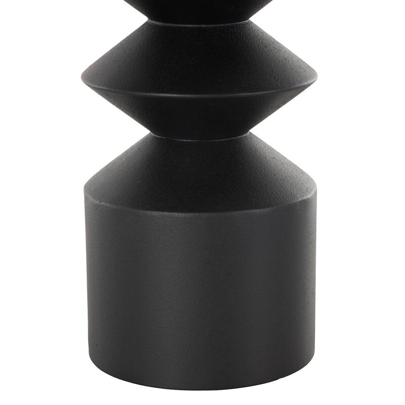 Black Metal Art Deco Fluted Decorative Vase