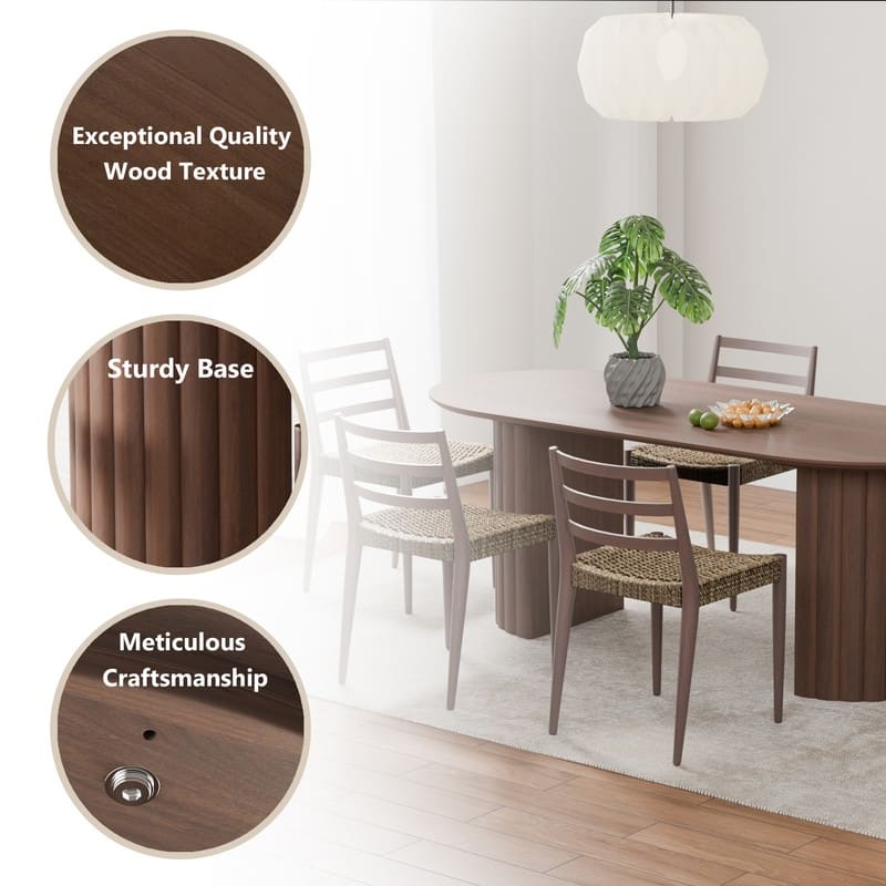 79" Oval Solid Wood Dining Table Duble Pedestal Seats 6