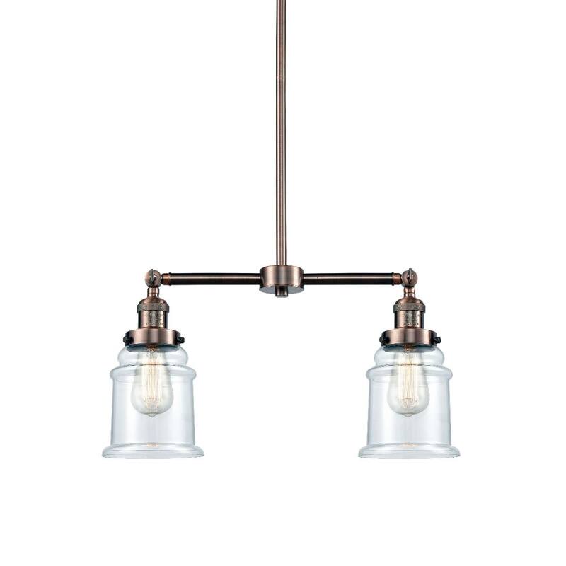 Innovations Lighting Canton 2 Light 21" Wide Linear Chandelier - Antique Copper / Clear