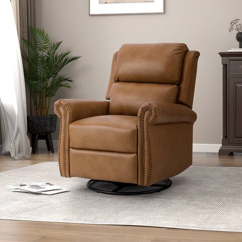 Henry Wooden Upholstery Recliner with Swivel Base