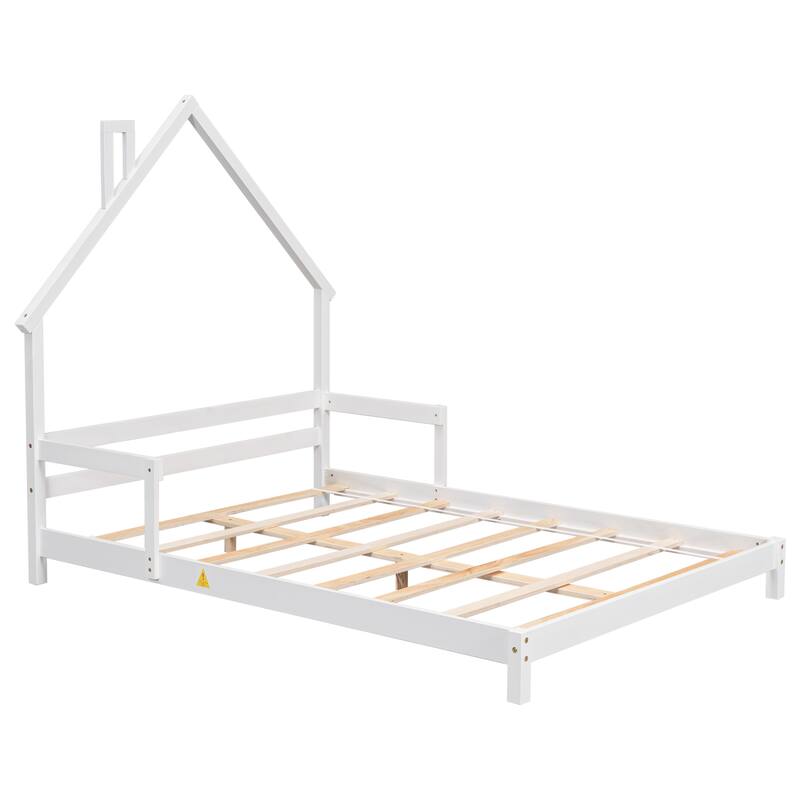 Full HouseShaped Headboard Bed with Handrails ,slats Bed Bath