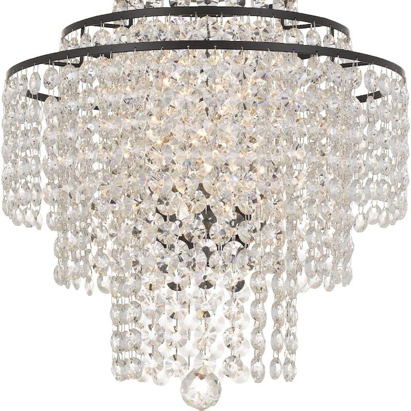 Arielle Crystal 18" wide Bronze Chandelier - 18'' W x 20.36'' H