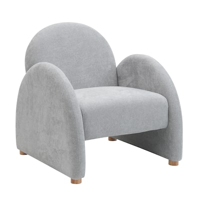 Modern Boucle Accent Armchair - Comfortable Upholstered Lounge Chair with Curved Armrests, Stylish Minimalist Chair