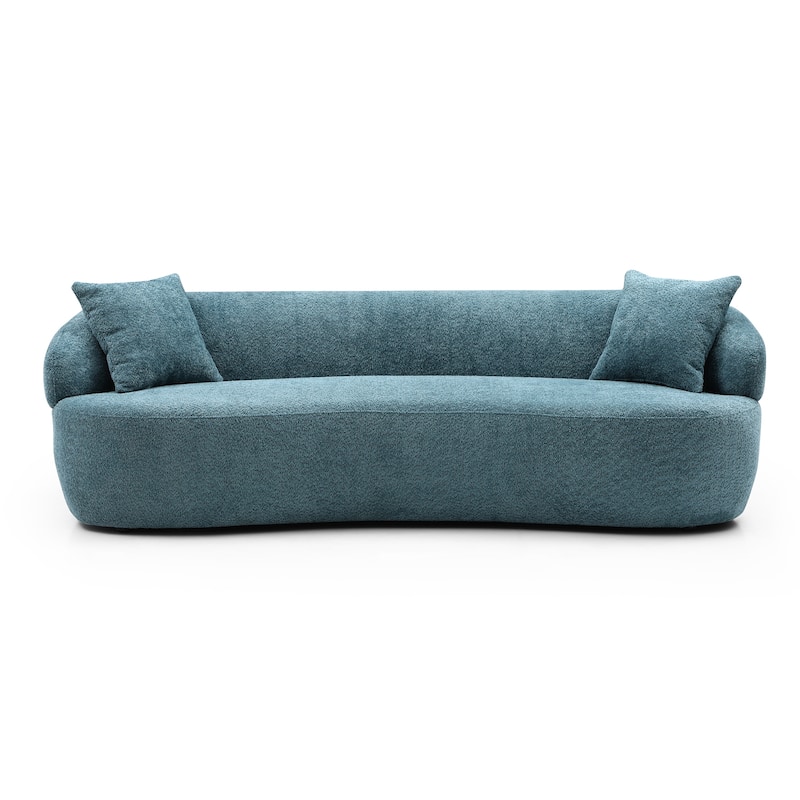 Modern Fabric Curved Sofa, 3 Seat Cloud Boucle Sofa