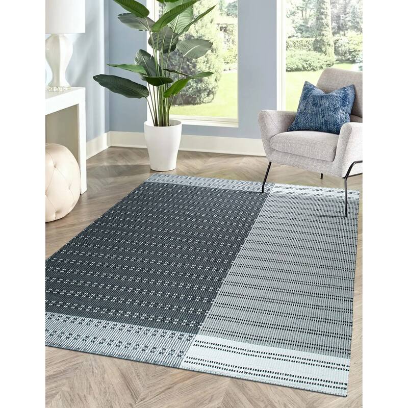 Home Decor EORC Hand-Knotted Wool and Cotton Flat Weave Rug, Charcoal Stylish and Durable Area Rug for Enhancing the Comfort