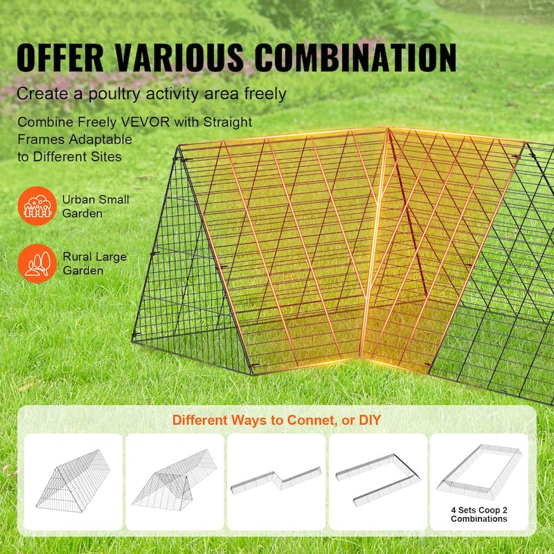 VEVOR Chicken Tunnels Portable Chicken Tunnels for Outside with Corner Frames, Suitable for Chickens, Ducks, Rabbits