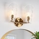 preview thumbnail 5 of 25, Fenro Modern 3-Light Luxury Brass Bathroom Vanity Light Textured Glass Wall Sconce W13.3" * H10.2" - 2-Light
