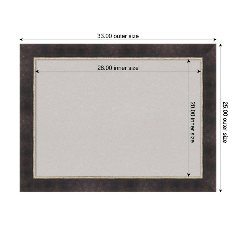 Odin Antique Bronze Wood Framed Cork Board - Bulletin Board, Organization Board, Pin Board - Grey - 33 x 25 in