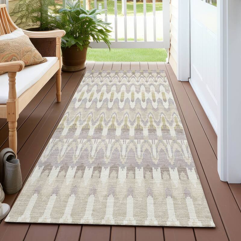 Machine Washable Indoor/ Outdoor Chantille Moroccan Rug - Beige - 2'3" x 7'6"