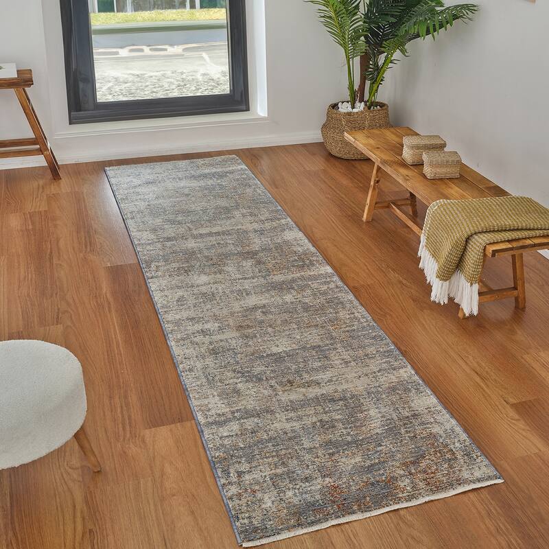 Albany Vintage Power-Loom Gray Area/Runner Rug