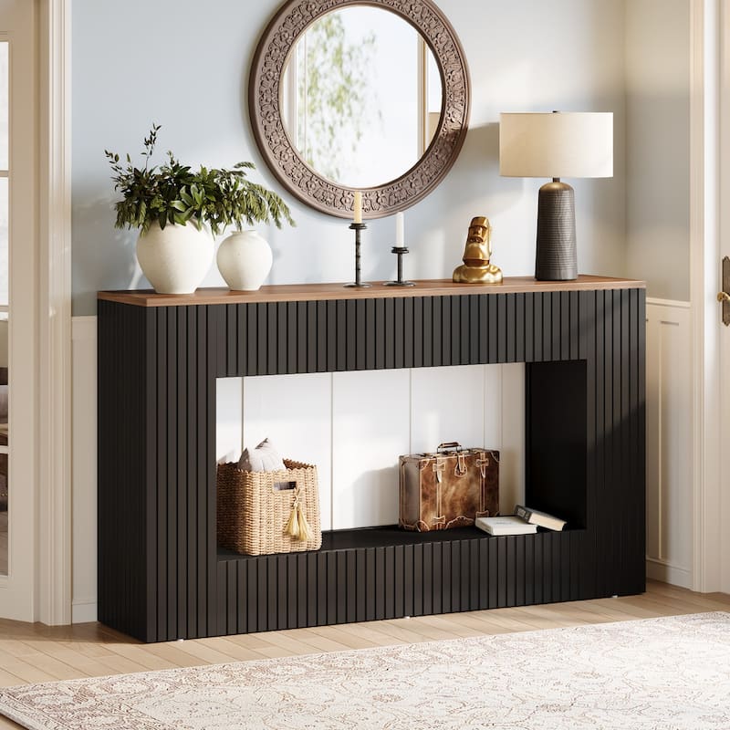 Modern Console Table, 55-Inch Wood Entryway Table with Storage