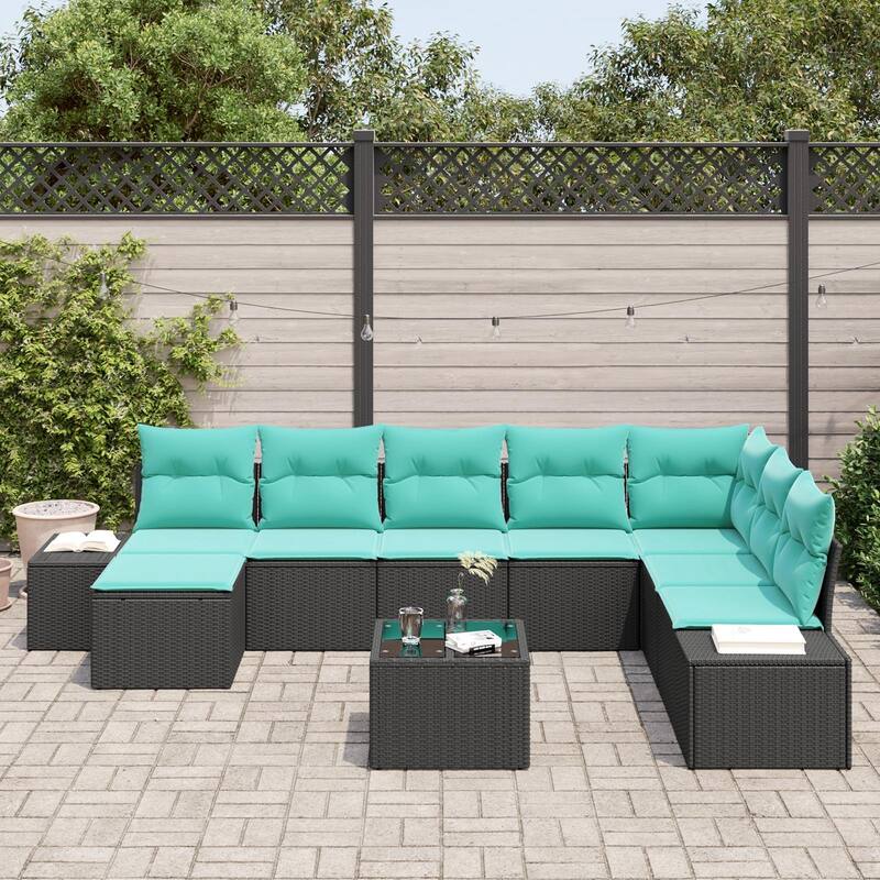 vidaXL 9 Piece Garden Sofa Set with Cushions - 125.6×82.3×27.2