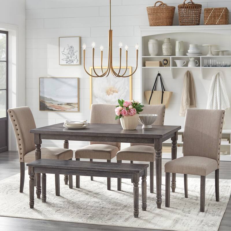 Simple Living Burntwood Parson Weathered Grey 6-piece Dining Set - Grey