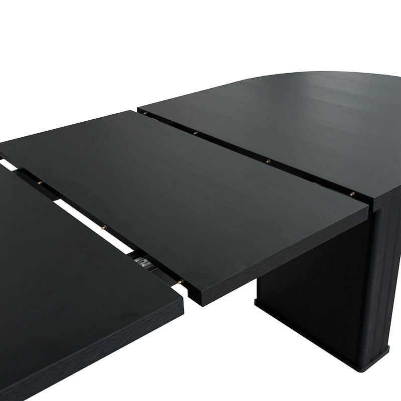Oval Kitchen Extendable Dining Table with Wooden Strip Base