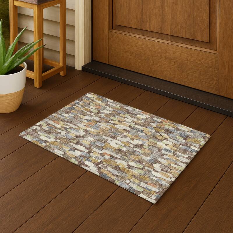 Machine Washable Indoor/ Outdoor Contemporary Drew Chantille Rug - Chocolate - 1'8" x 2'6"