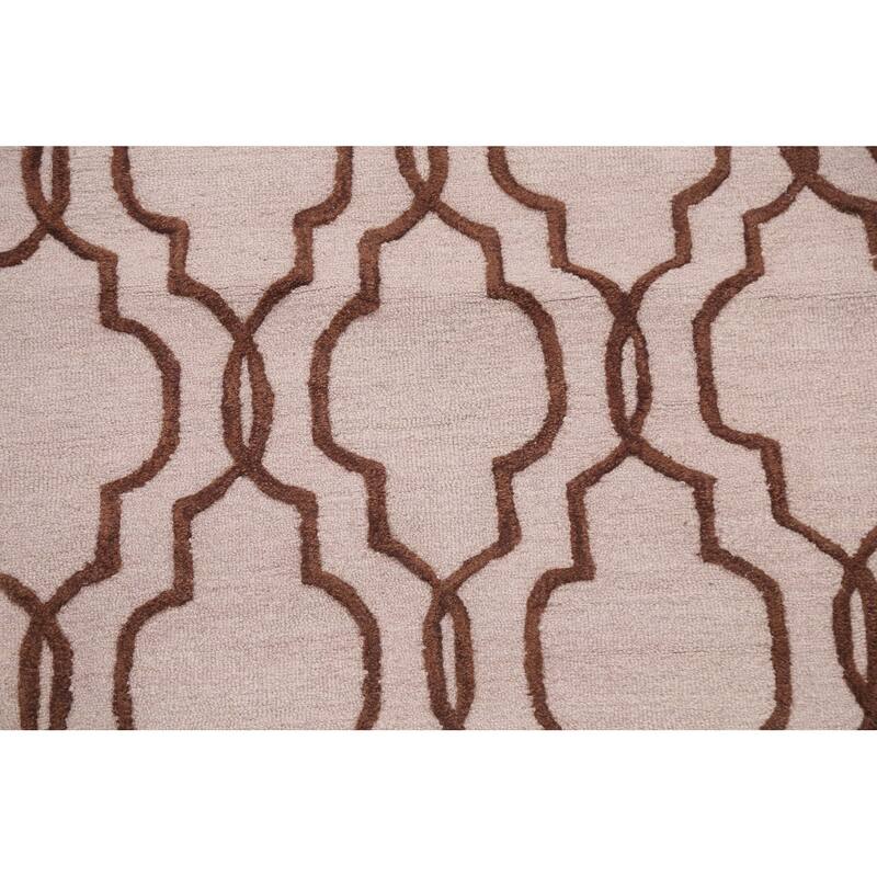 Trellis Geometric Contemporary Oriental Wool Area Rug Hand-tufted - 5'0" x 8'0"