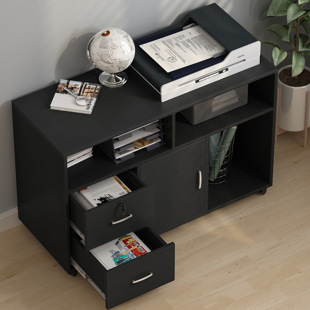 Shop 2 Drawers Storage Printer Stand Mobile Lateral Filing