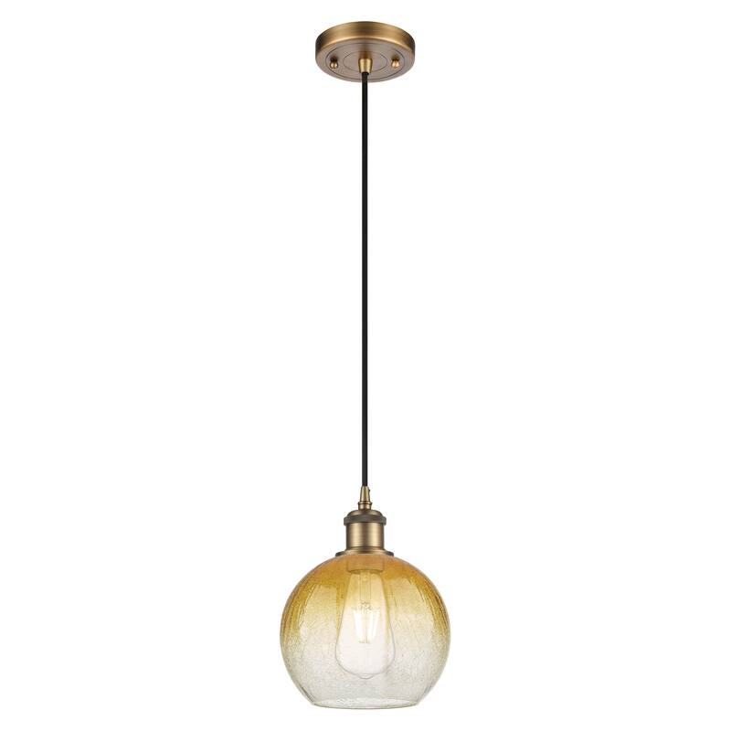 Innovations Lighting Endless Possibilities Ballston - Brookhaven Globe - 1 Light 8" Cord Hung Mini Pendant - Brushed Brass/Amber
