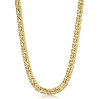 Solid 14k Yellow Gold Filled 7.0 mm Double Curb Link Chain Necklace For Men and Women