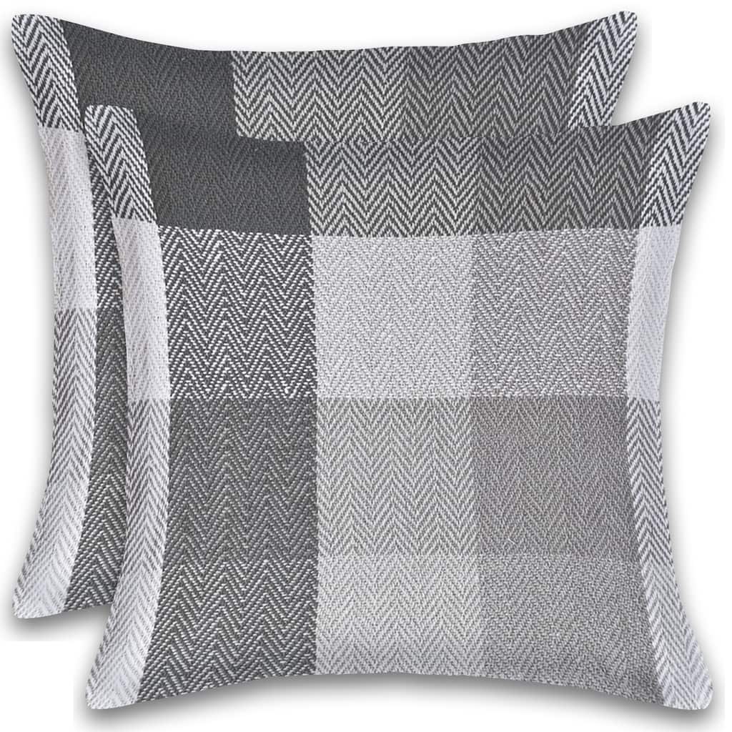 Fabstyles Herringbone Check Set of 2 Cotton Throw Pillows
