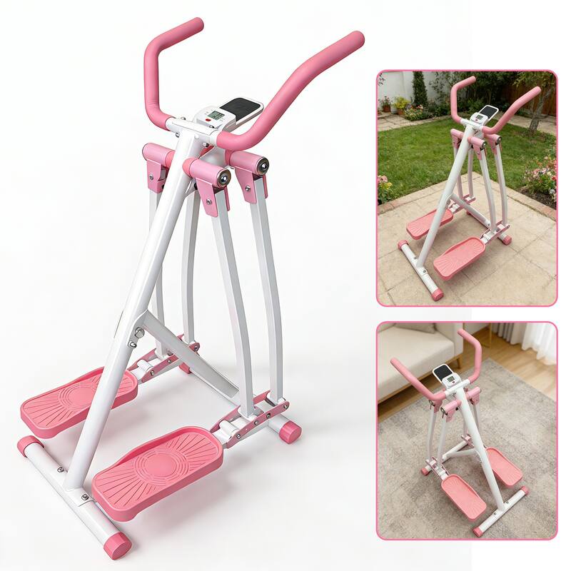 Air Walking Elliptical Machine, Foldable Cardio Cross Trainer Glider for Full-Body with LCD Display