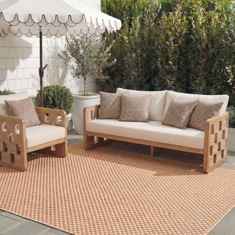 SAFAVIEH Courtyard Begajeta Indoor/Outdoor Waterproof Patio Backyard Rug.