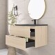 preview thumbnail 19 of 57, Floating Bathroom Vanity in Evita Oak with Integrated Quartz Sand Top