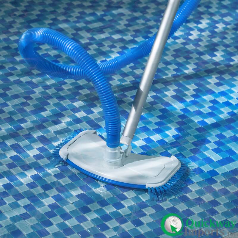Quickway Imports Weighted Manual Swimming Pool Vacuum Head with Swivel Hose Connector Flexible Side Brush Cleaner Tool