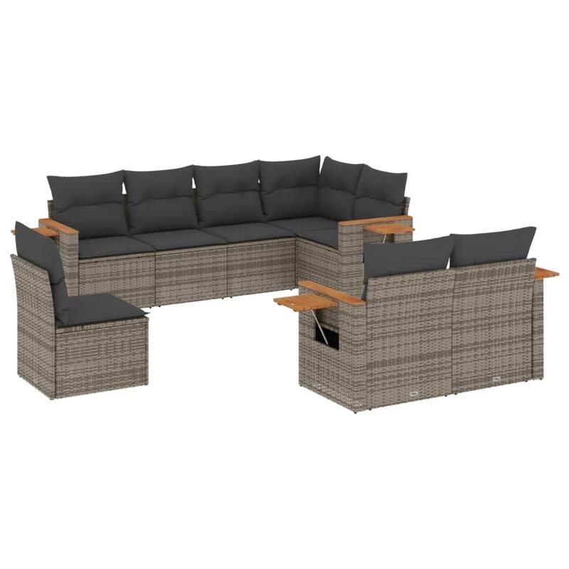 vidaXL Garden Sofa Set Grey PE rattan Large Modular Garden Sofa Set - 24.4 x 33.5 x 27.2