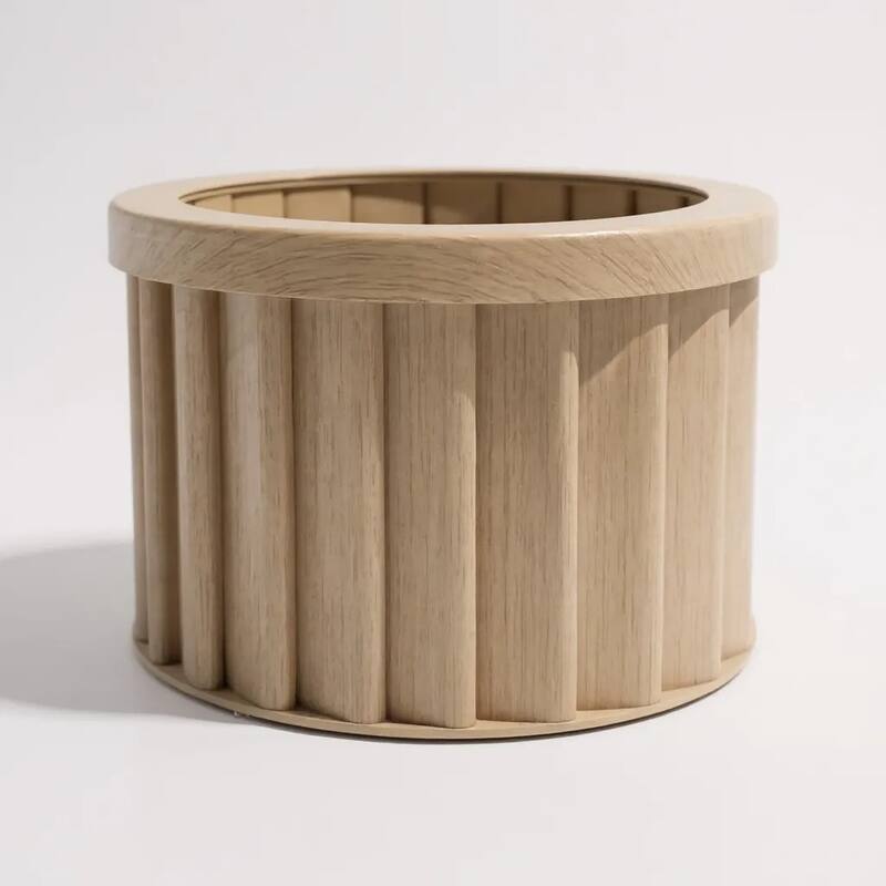 Round Strata Planter - beige brown