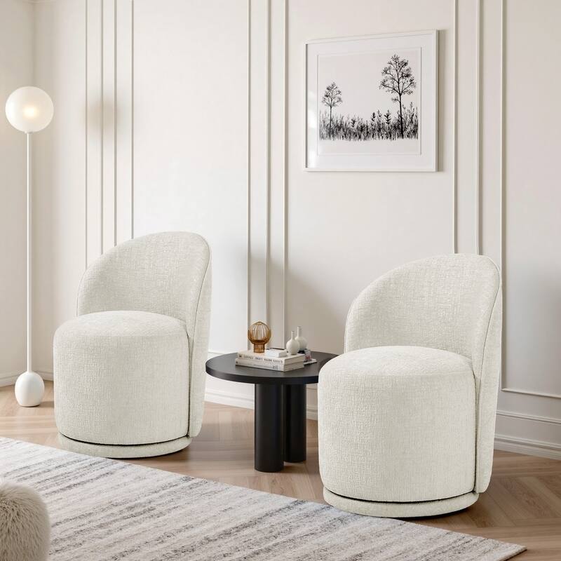 UIXE 2 Set Modern Upholstered Swivel Armless Side Dining Chairs