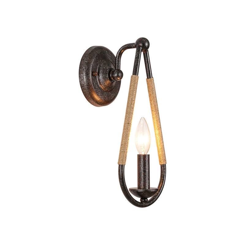 Rustic Hemp Rope Candle Style Single Wall Sconce