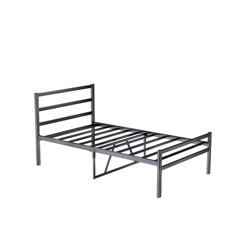 King Size Metal Platform Bed Frame with Headboard, Sturdy Construction,Heavy-Duty Metal Slats