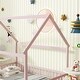 preview thumbnail 70 of 127, Wood Toddler House Bed with Roof Frame and Safety Guardrails Montessori Floor Bed without Slats No Door Houseshaped Platform Bed
