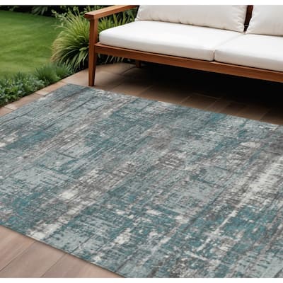 HomeRoots Geometric Transitional Rectangle Outdoor Rug