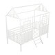 preview thumbnail 6 of 7, White Playhouse Inspired Metal Low Loft Bed with Roof and Front Windows - Twin Size