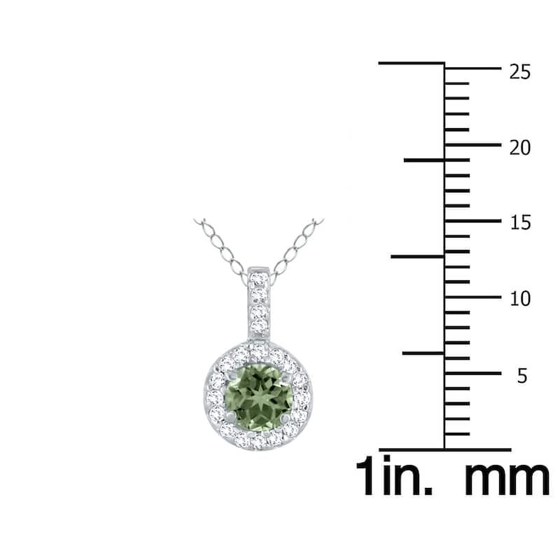 Marquee 1/2 Carat TW Halo Green Amethyst And Diamond Pendant in 10K White Gold