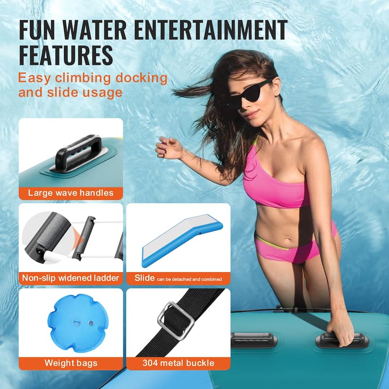 Inflatable Water Bouncer Kid Adult Floating Rebounder for Pool Lake Water Sports - 10ft