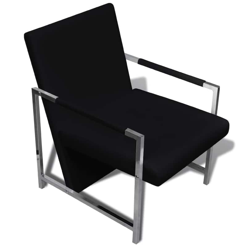 Sanna Ergonomic Armchair, Cubic Solid Wood Frame, Black Faux Leather