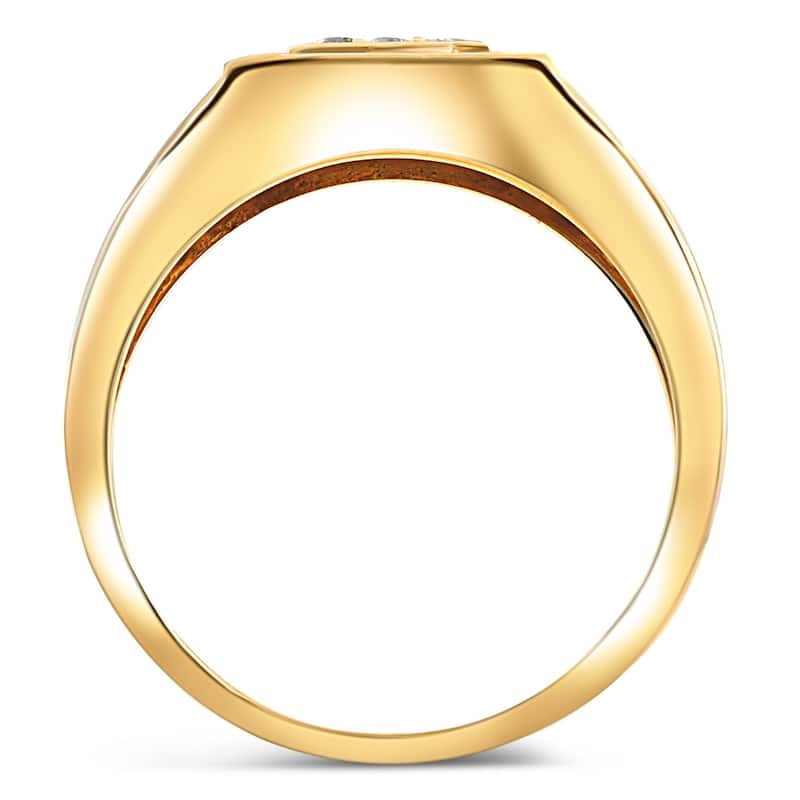 1Ct TW Diamond Men's Anniversary Wedding Ring High Polished Band Yellow Gold