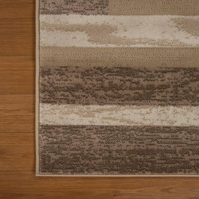 Miranda Haus Geometric Modern Patchwork Polypropylene Indoor Area Rug