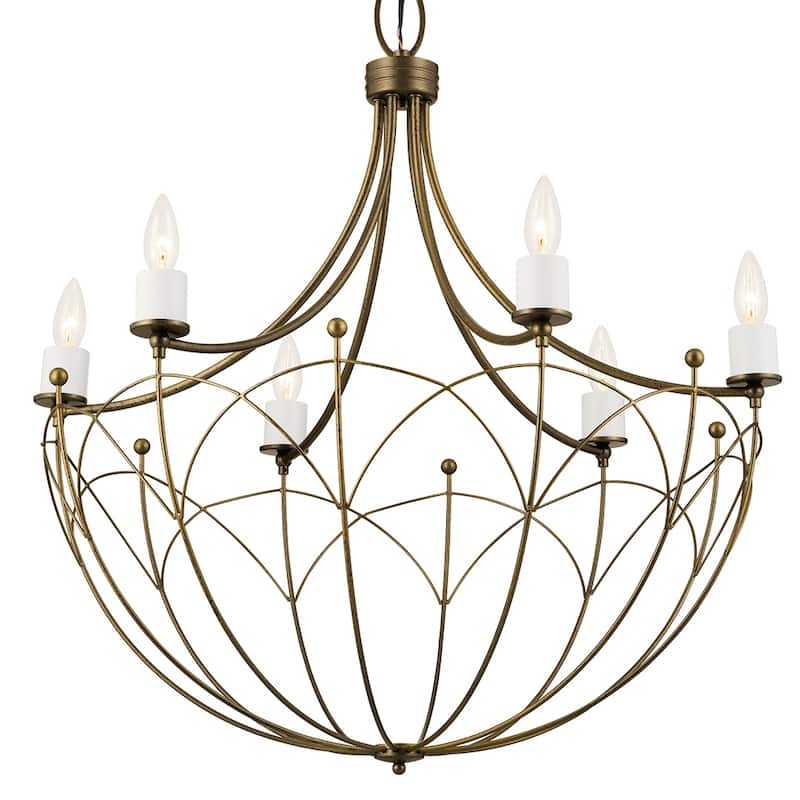 Kichler Lighting Topiary 28 inch 6-Light Chandelier Matte White and Character Bronze