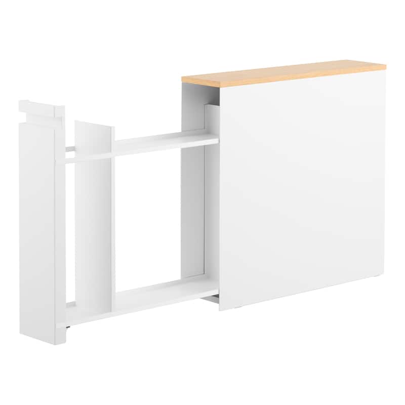 Yamazaki Home Pull-Out Bathroom Storage Cabinet, Steel and Wood - L 22.05 x W 5.51 x H 21.65 inches - White