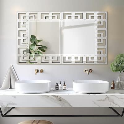 Retro Geometric Border Accent Wall Mirror