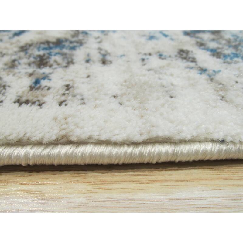 Ivory Distressed Bohemian Isabella Medallion Rug by , Stylish and Trendy Area Rug for Adding a Bohemian Chic Touch