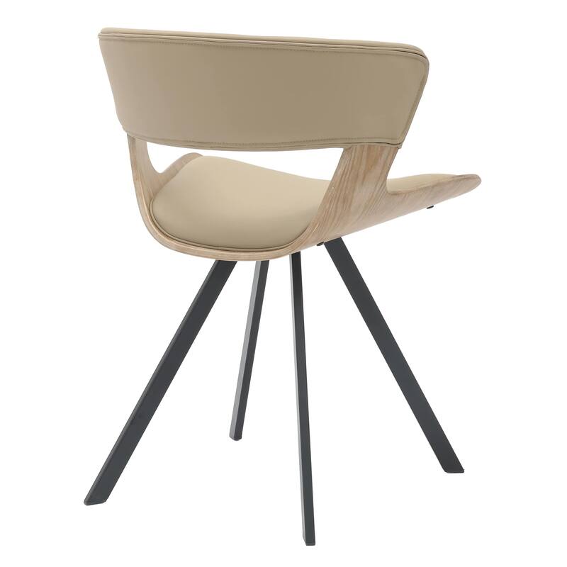 Dining Chair Upholstered in Leather or Velvet in Black Iron with Curved Open-Back Design Side Chair