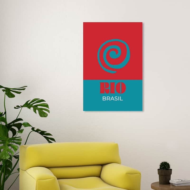 Wynwood Studio Canvas World and Countries Travel to Rio Red and Teal Modern & Contemporary Wall Art Canvas Print